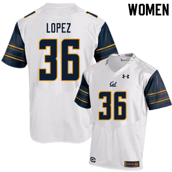 Women #36 Nick Lopez Cal Bears UA College Football Jerseys Sale-White - Click Image to Close